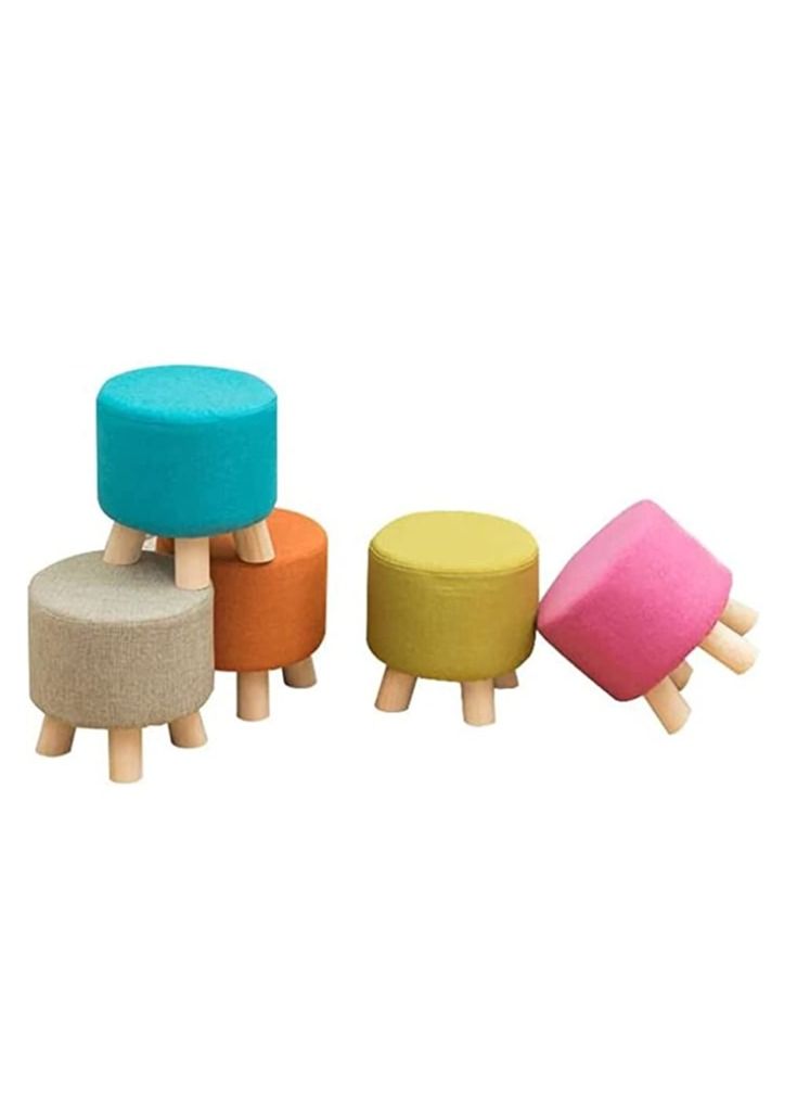 FFD Round Fabric Footrest Ottoman Stool - Padded Pouffe Chair for Shoe Changing & Foot Rest" - Image 4