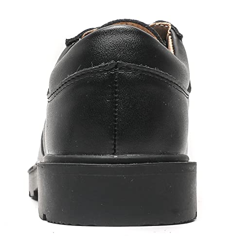 kkdom Boys Girls Classic Lace-Up Comfort Oxfords School Uniform Dress Shoes Loafer Flats (Toddler/Little Kid) Leather Black US Size 4 M Big Kid - Image 5
