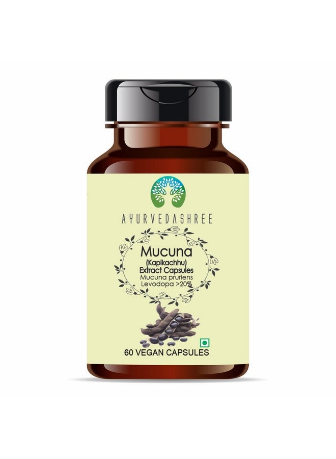 AYURVEDASHREE Kaunch Beej Extract 500mg - 60 Vegetarian Capsules | Mucuna Pruriens | All Natural | 100% Vegan | Gluten-Free | GMP Certified. - Image 1