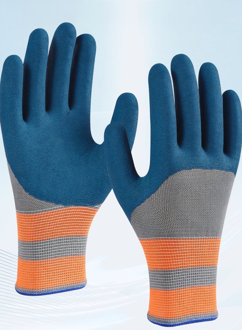 قفازات عمل مطلية بالمطاط - قفازات أمان واقية مقاومة للتآكل والانزلاق - نسيج نايلون محبوك يسمح بالتهوية - قبضة مريحة لأعمال البناء والبستنة والأعمال اليدوية - زوج واحد - Image 1