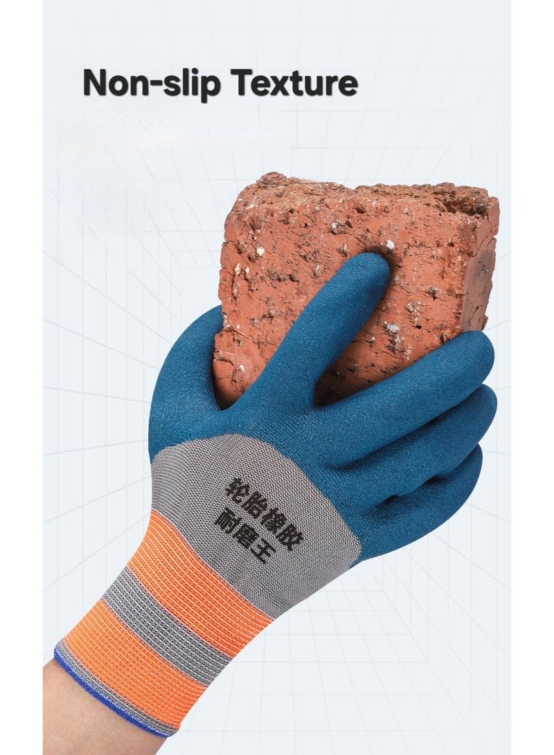 قفازات عمل مطلية بالمطاط - قفازات أمان واقية مقاومة للتآكل والانزلاق - نسيج نايلون محبوك يسمح بالتهوية - قبضة مريحة لأعمال البناء والبستنة والأعمال اليدوية - زوج واحد - Image 2