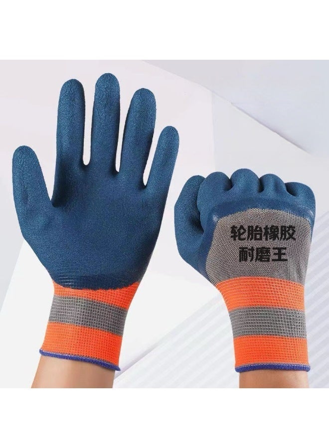 قفازات عمل مطلية بالمطاط - قفازات أمان واقية مقاومة للتآكل والانزلاق - نسيج نايلون محبوك يسمح بالتهوية - قبضة مريحة لأعمال البناء والبستنة والأعمال اليدوية - زوج واحد - Image 5