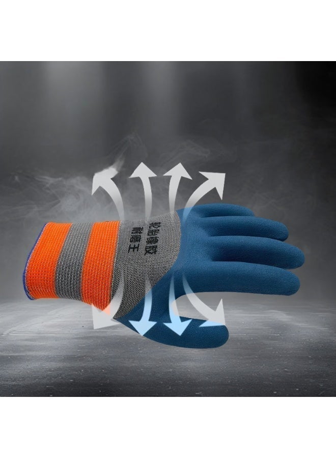 قفازات عمل مطلية بالمطاط - قفازات أمان واقية مقاومة للتآكل والانزلاق - نسيج نايلون محبوك يسمح بالتهوية - قبضة مريحة لأعمال البناء والبستنة والأعمال اليدوية - زوج واحد - Image 4