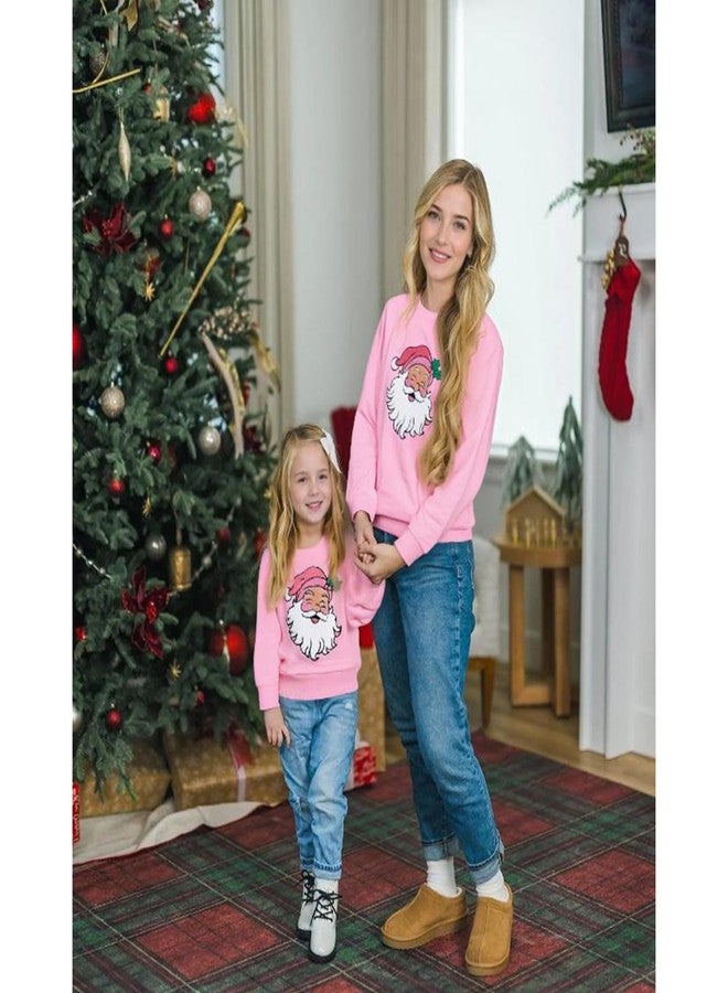 Kutterild Christmas Mommy and Me Outfit Santa Embroidery Long Sleeve Sweatshirt Xmas Mom Son Daughter Matching Outfit (Baby, 18-24 Months, Pink Baby) - Image 3