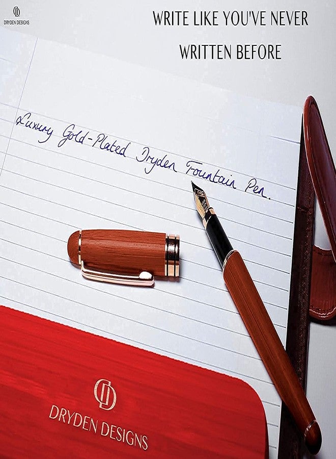Dryden Designs Luxury Rosewood Fountain Pen with Ink Refill Converter and Gift Case - Smooth & Elegant - Image 4