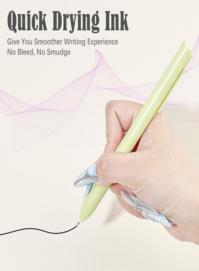 BAYTORY 8Pcs Aesthetic Retractable Gel Pens, Quick Dry Black Ink Pen, 0.5mm Fine Point Smooth Writing Pens, for Journaling Office & School Supplies (Green) - Image 4