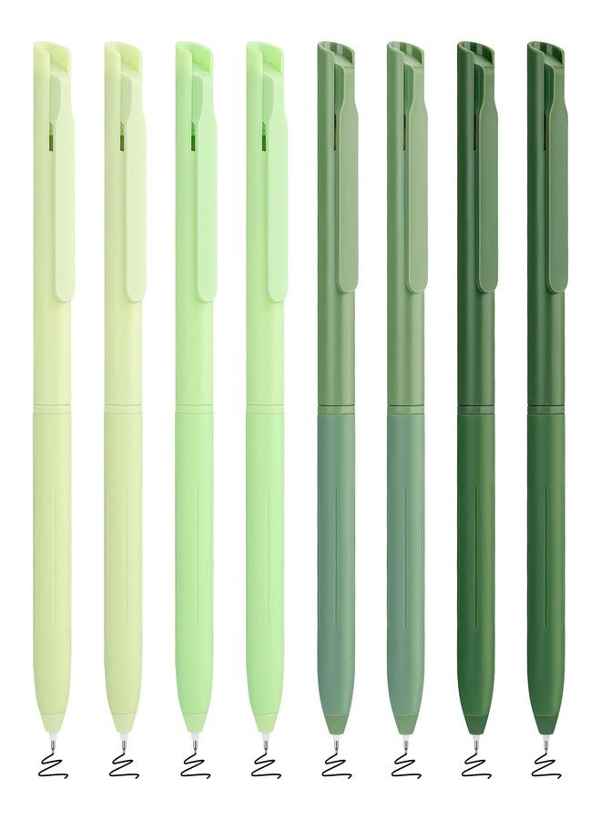BAYTORY 8Pcs Aesthetic Retractable Gel Pens, Quick Dry Black Ink Pen, 0.5mm Fine Point Smooth Writing Pens, for Journaling Office & School Supplies (Green) - Image 1