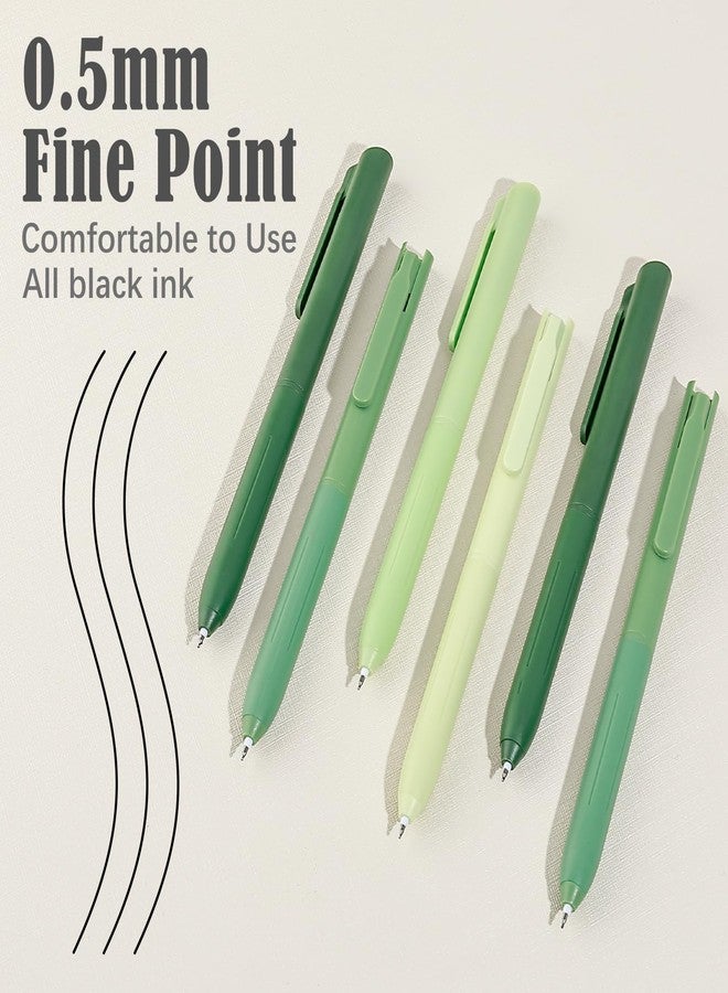 BAYTORY 8Pcs Aesthetic Retractable Gel Pens, Quick Dry Black Ink Pen, 0.5mm Fine Point Smooth Writing Pens, for Journaling Office & School Supplies (Green) - Image 5