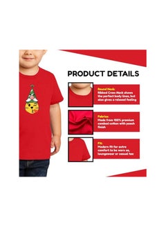 PRINTSHOP4ME Christmas Emoji Kids Red T-Shirt For Boys–Soft Cotton Round Neck Short Sleeve T-Shirt With Smiley Face Emoji–Great For Parties  - Image 4
