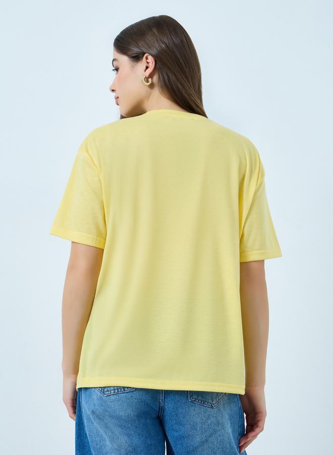 Styli Yellow Graphic Oversized Short Sleeve T-Shirt - Image 4