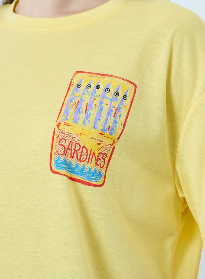 Styli Yellow Graphic Oversized Short Sleeve T-Shirt - Image 3