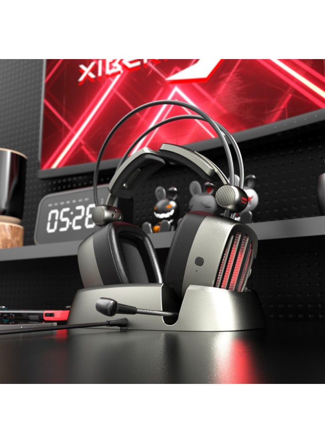 Xiberia S21 Wireless Smart Charging Gaming Headset Over-ear Headphones With Microphone, E-sports Headphones With Charging Base, Play While Charging, Iron Gray Subsidies