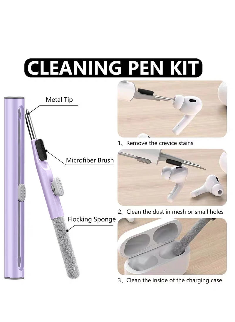 Generic - Drop and Fingerprint Resistant Soft Silicone Case for AirPods Pro 2/Pro with Cleaning Kit and Keychain (Purple) - Image 1