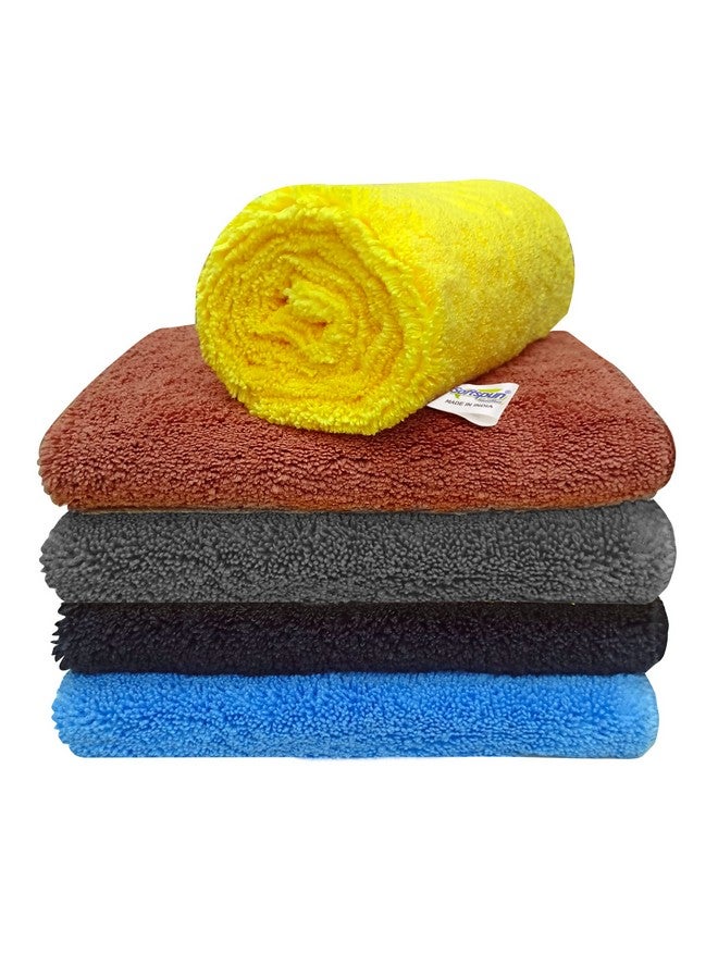 SOFTSPUN Microfiber High Loop Cleaning Cloths, 40x60 cms, 5 pcs, Towel Set, 380 GSM! (Multi-Color). Thick Lint & Streak-Free Multipurpose Cloths. - Image 1