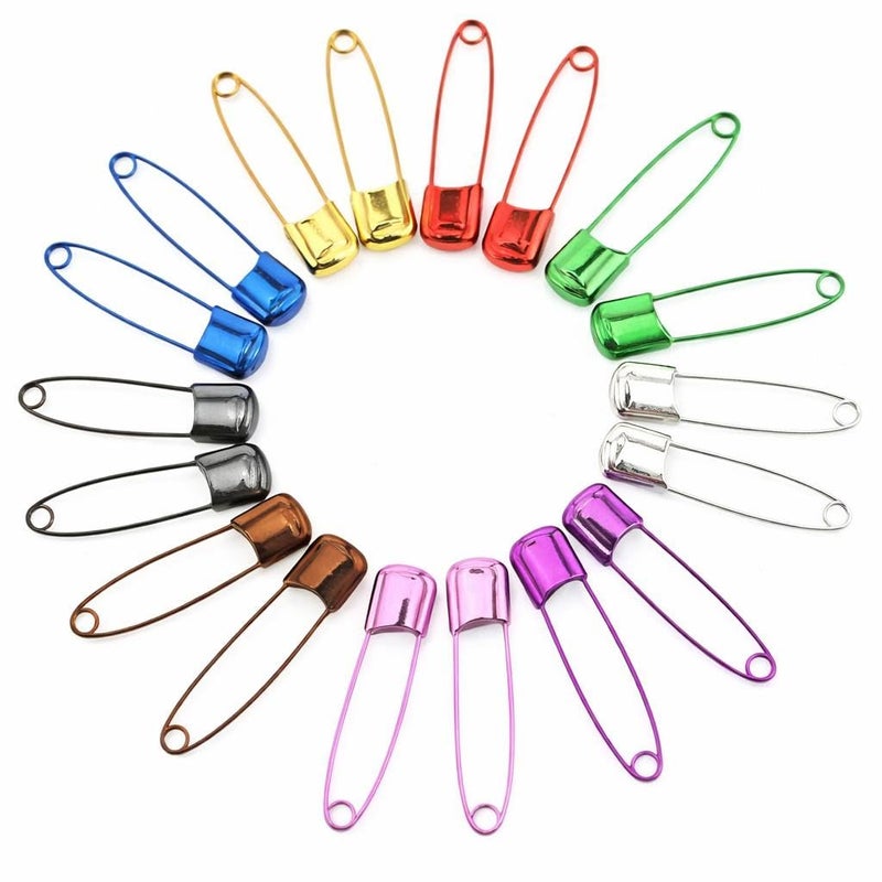 Multi Color Safety Pins Assorted Set for Sewing Diapers, Blue, Red, Green, Gold, Purple, Pink - Image 1