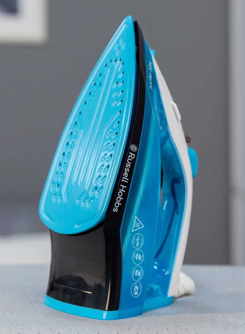 RUSSELL+HAZEL Russell Hobbs (25580) My Iron Steam Iron - 1800W, Ceramic Soleplate, 260ml Tank, 2m Cord, Self-Clean, Blue/White - 1-Year Warranty - Image 2