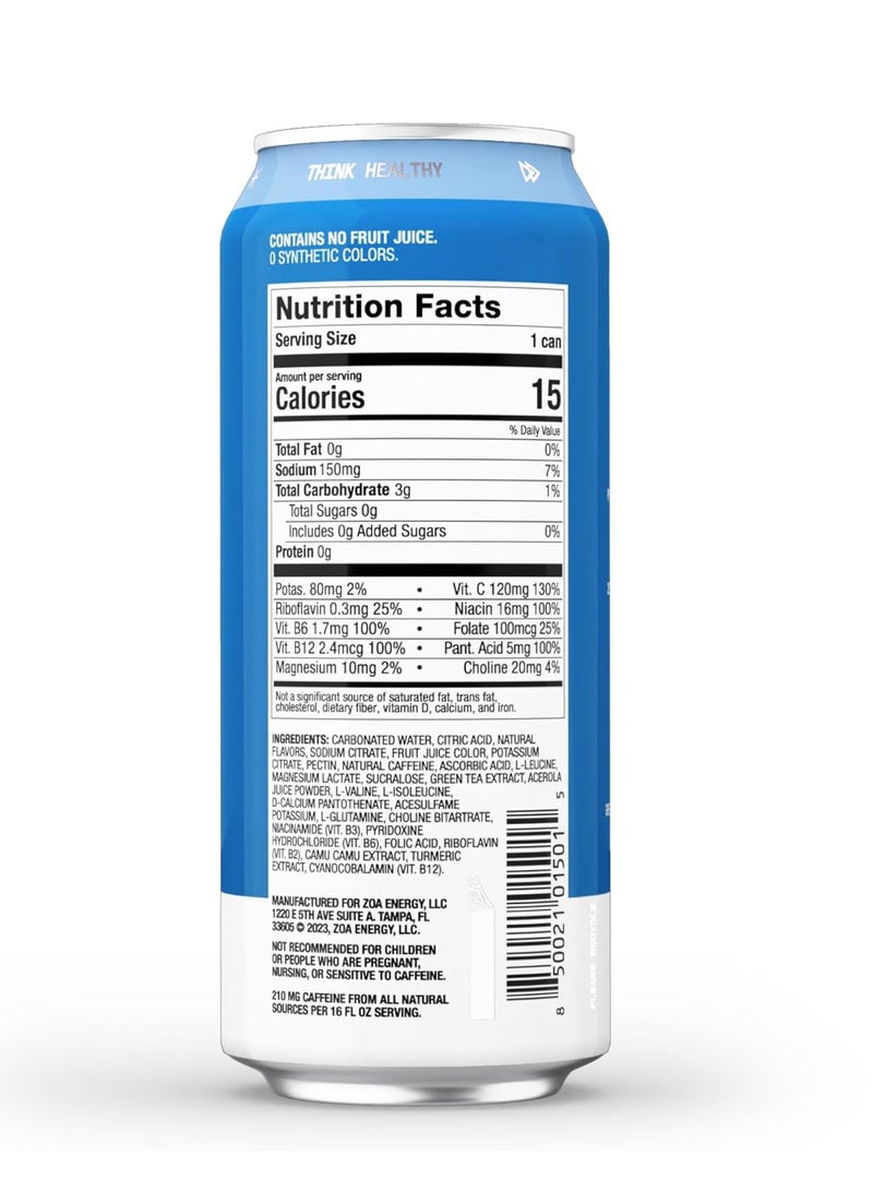 ZOA Super Berry Zero Sugar Vitamins Electrolytes Gluten Free And Keto Friendly Energy Drink 16 Fl Oz - Image 2