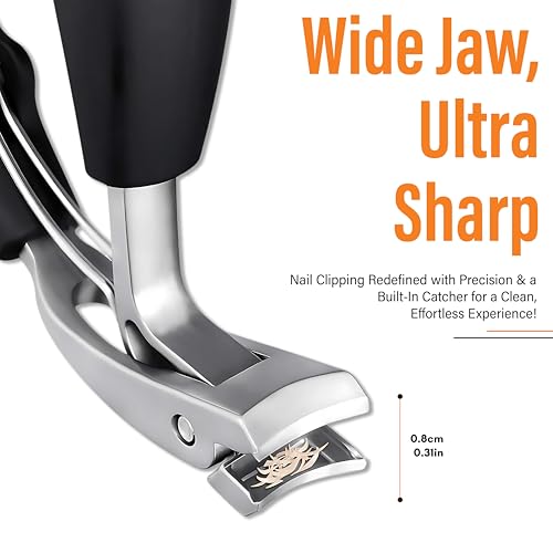 Beauté Secrets Nail Cutter Set - Toe Nail Clipper for Thick or Ingrown Toenails - Professional Nail Clipper with Nail Filer - Men & Women & Seniors - Black Stainless Steel - Image 3