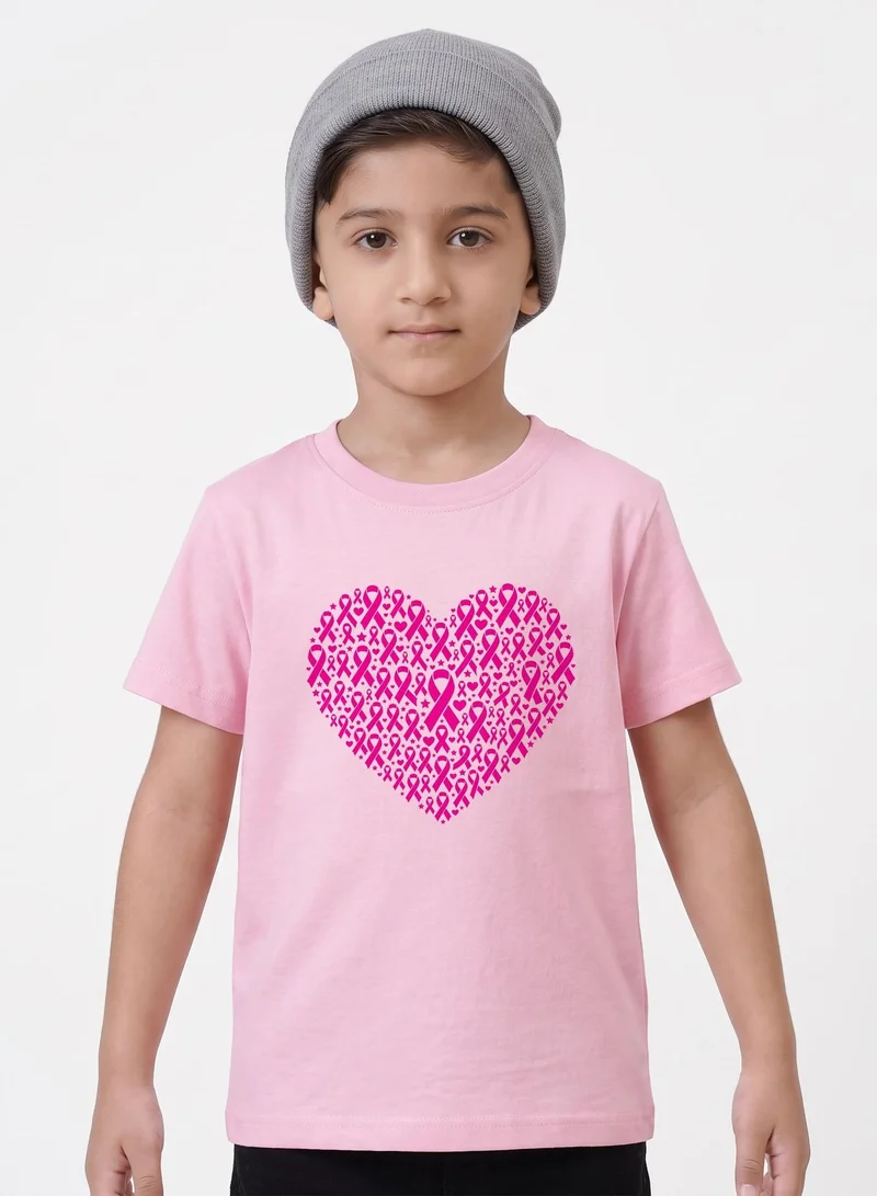 Funkaar Pink Breast Cancer Awareness Pink Ribbon Heart Kids T-Shirt  | Best Price UAE