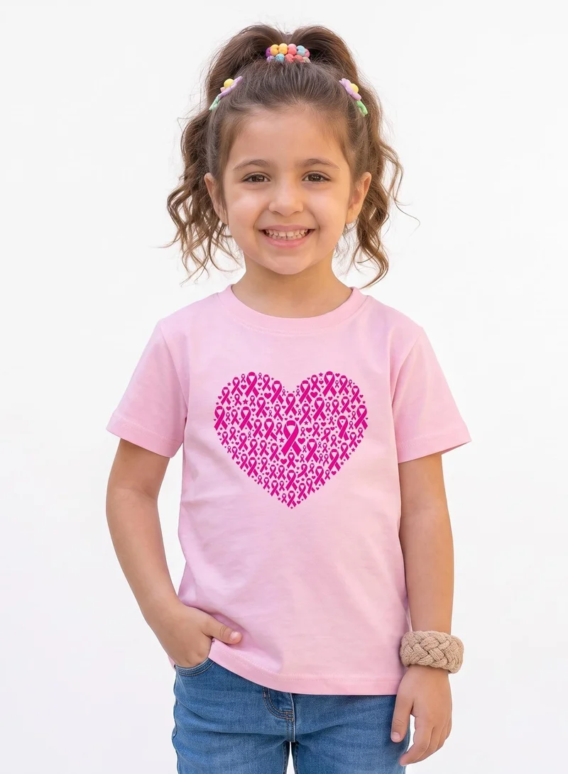 Funkaar Breast Cancer Awareness Pink Ribbon Heart Kids T-Shirt