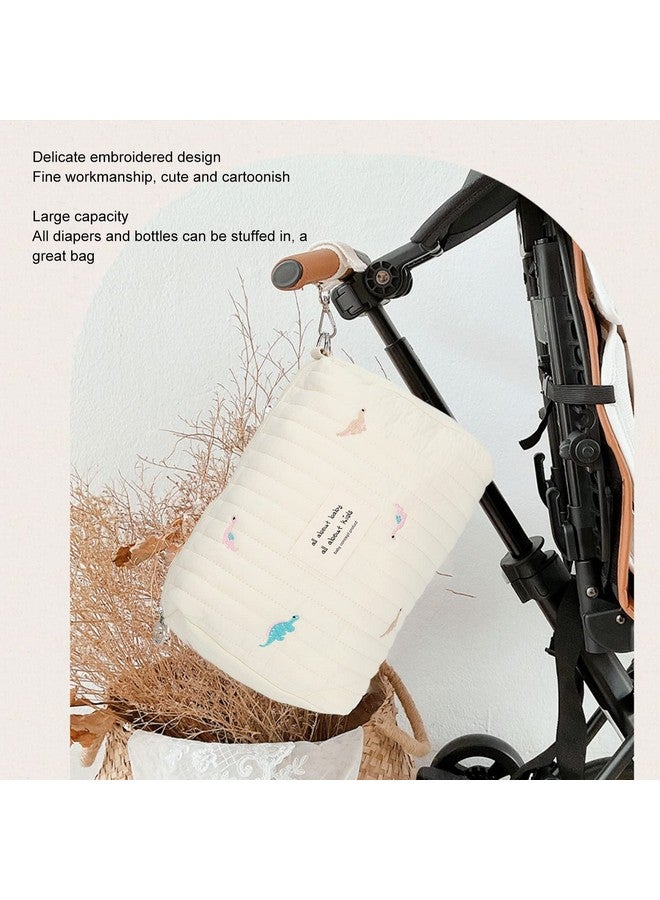 Dilwe حقيبة تنظيم حفاضات، حقيبة تنظيم حفاضات بتطريز رائع سعة حقيبة عربة للأطفال (ديناصور) - Image 3