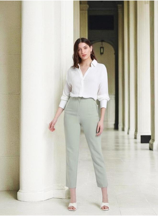 Dennis Lingo - White Relaxed Fit Shirt for Women - Viscose Crepe, Full Sleeves, Shirt Collar, Solid, Casual, - Image 1