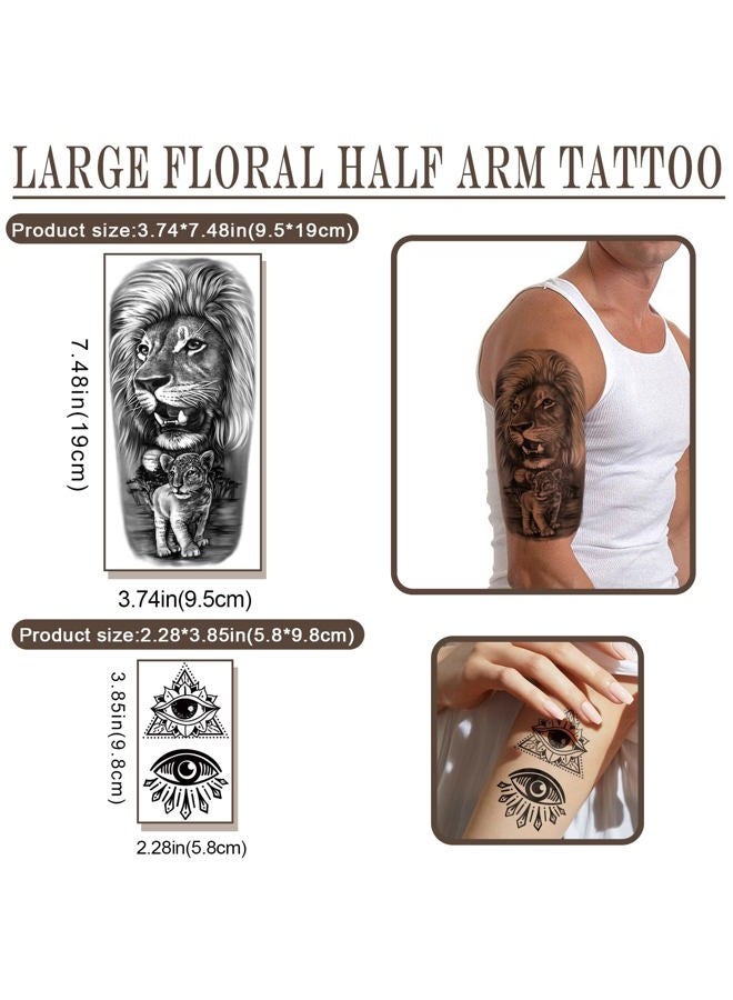 atydkug 77 Sheets Temporary Tattoo for Men and Women, 17 Sheets Half Arm Chest Shoulder Fake Tattoos, 60 sheets Tiny Black for Adults, Waterproof Realistic Tattoos Long-Lasting  - Image 3