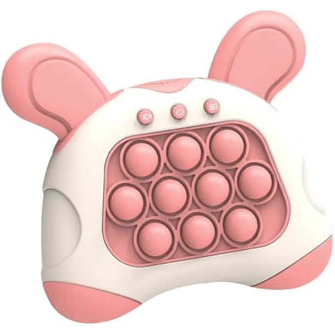 POP PUSH GAME FIDGET TOY FOR KIDS AGES 3-12, QUICK PUSH TOY WITH LIGHTS AND POP-UP PATTERNS FOR BOYS GIRLS, FUN MULTIPLAYER GAME FOR THE WHOLE FAMILY (PINK RABBIT) - Image 1