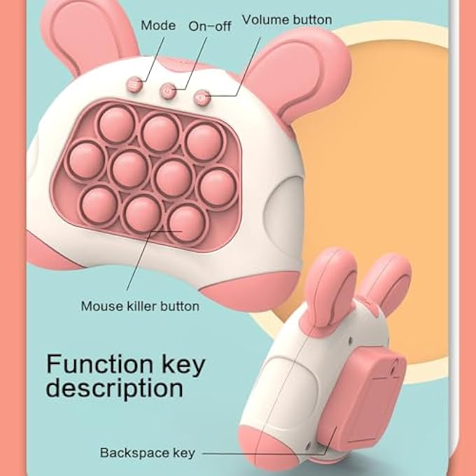 POP PUSH GAME FIDGET TOY FOR KIDS AGES 3-12, QUICK PUSH TOY WITH LIGHTS AND POP-UP PATTERNS FOR BOYS GIRLS, FUN MULTIPLAYER GAME FOR THE WHOLE FAMILY (PINK RABBIT) - Image 5