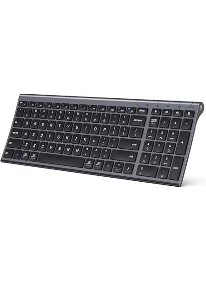 iClever BK10 Bluetooth Keyboard- Universal Wireless & Rechargeable Ultra-Slim with Number Pad, Ergonomic Design, Compact Size, Stable Connection for Windows, iOS, Android - Image 1