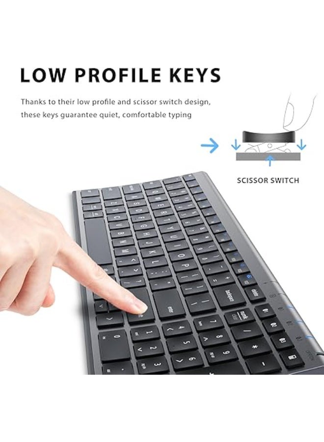 iClever BK10 Bluetooth Keyboard- Universal Wireless & Rechargeable Ultra-Slim with Number Pad, Ergonomic Design, Compact Size, Stable Connection for Windows, iOS, Android - Image 2