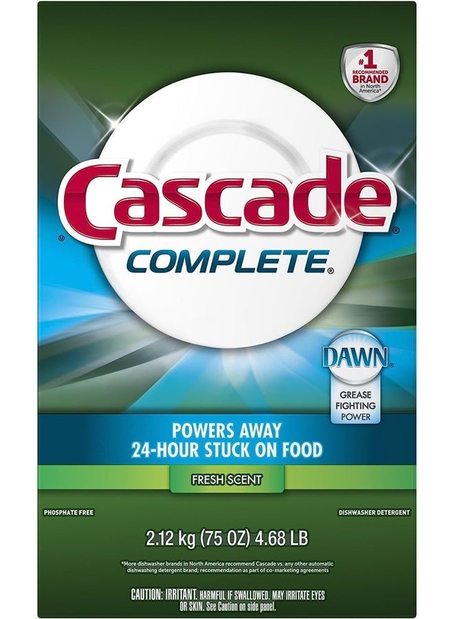 Cascade مسحوق غسالة الصحون الكامل، رائحة منعشة، 75 أونصة، أبيض - Image 1