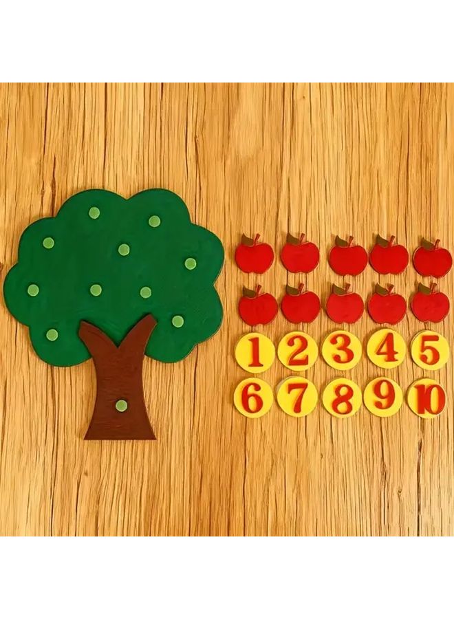 Felt Apple Tree Math Learning Game Counting Addition Subtraction Educational Toy - Image 1