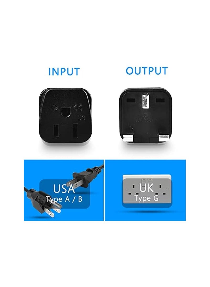 erorex Plug Adapter, 2 Pack Black: USA to UK Adapter, American Canada Mexico Japan to British Grounded Converter Travel Adaptor  - Image 4