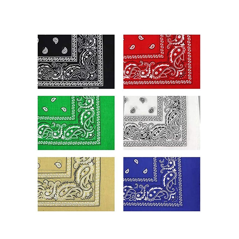 SOLARAE Bandanas for Men Women, Cotton Paisley Headbands Scarf Cowboy Bandana, Square Bandanas ideal for Hip-Hop Cycling Also as Handkerchief - Image 1