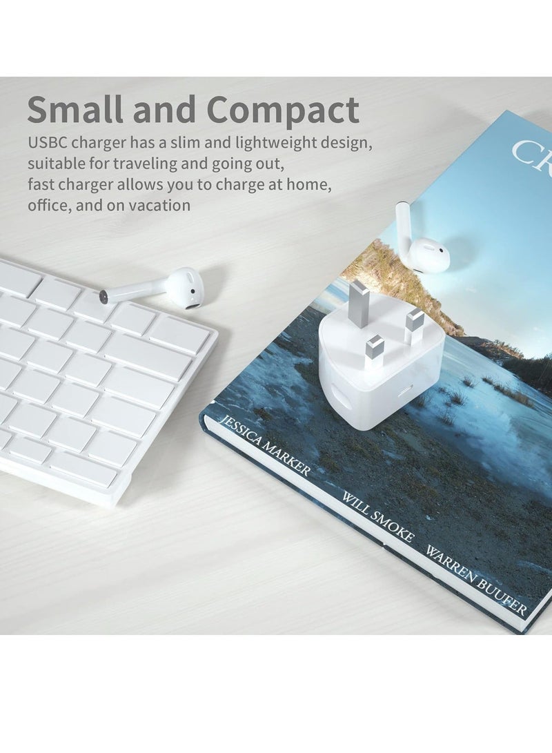 MUNTAQI 20W USB C Fast Charger With 2M Cable for iPhone 14/14 Plus/14 Pro/14 Pro Max/13 12 11 X XR XS SE 2020 8 7 6 6S Mini, Pad Pro, USBC PD Wall Charging Plug UK Type C Power Adapter and 6FT Cord - Image 5