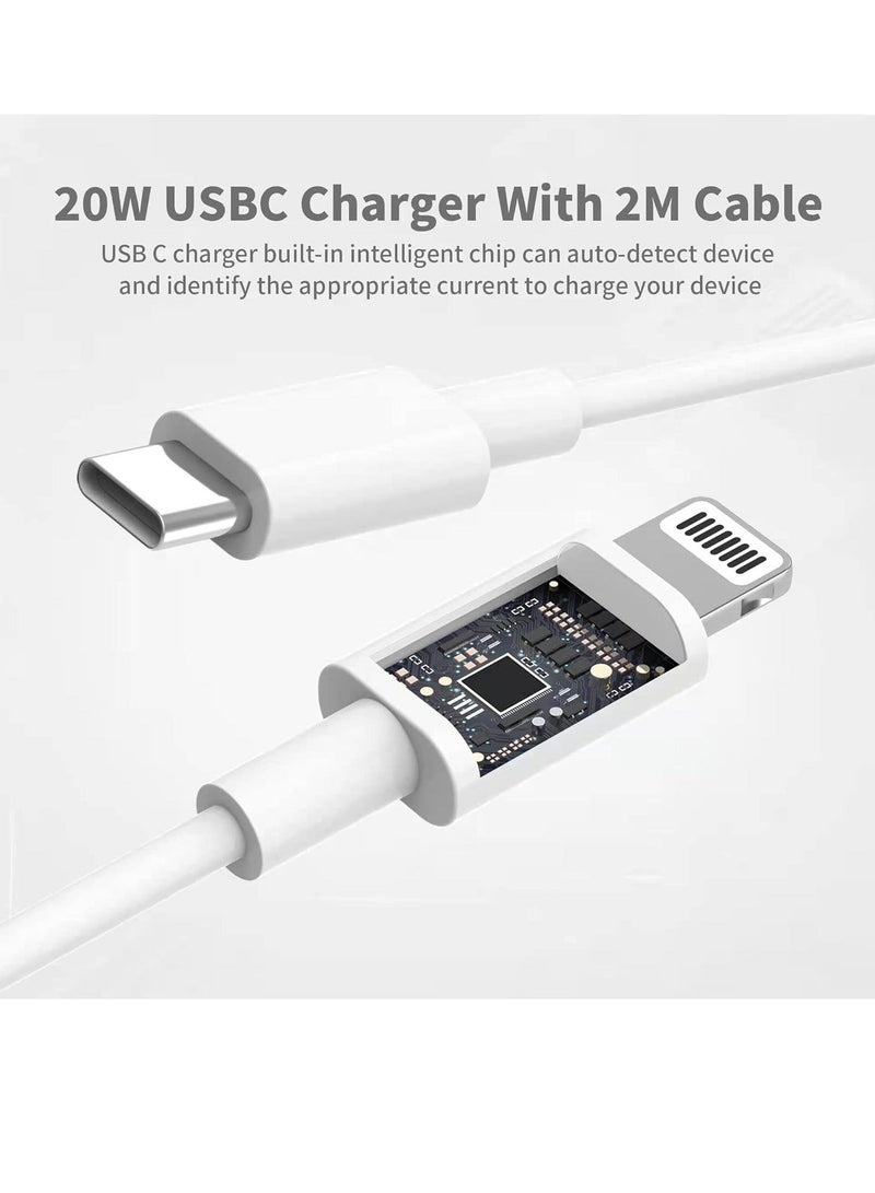 MUNTAQI 20W USB C Fast Charger With 2M Cable for iPhone 14/14 Plus/14 Pro/14 Pro Max/13 12 11 X XR XS SE 2020 8 7 6 6S Mini, Pad Pro, USBC PD Wall Charging Plug UK Type C Power Adapter and 6FT Cord - Image 3