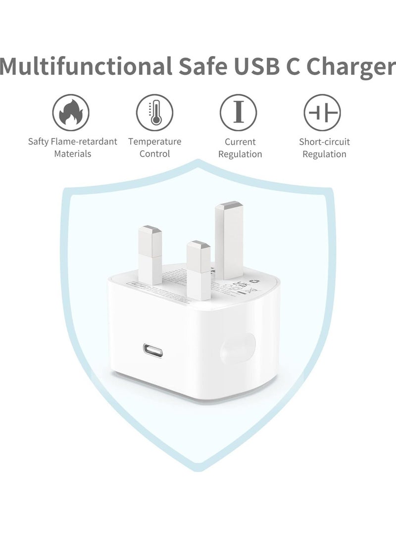 MUNTAQI 20W USB C Fast Charger With 2M Cable for iPhone 14/14 Plus/14 Pro/14 Pro Max/13 12 11 X XR XS SE 2020 8 7 6 6S Mini, Pad Pro, USBC PD Wall Charging Plug UK Type C Power Adapter and 6FT Cord - Image 4