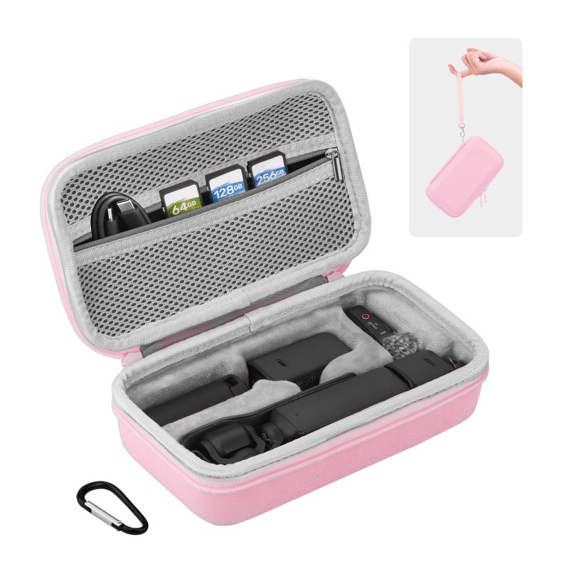 BRDRC Osmo Pocket 3 Case, For Xtra Muse Portable Carrying Bag Protective Hard Storage Bag for DJI Osmo Pocket 3 Creator Combo/Xtra Muse Camera Accessories with Wrist and Carabiner (Pink) - Image 1