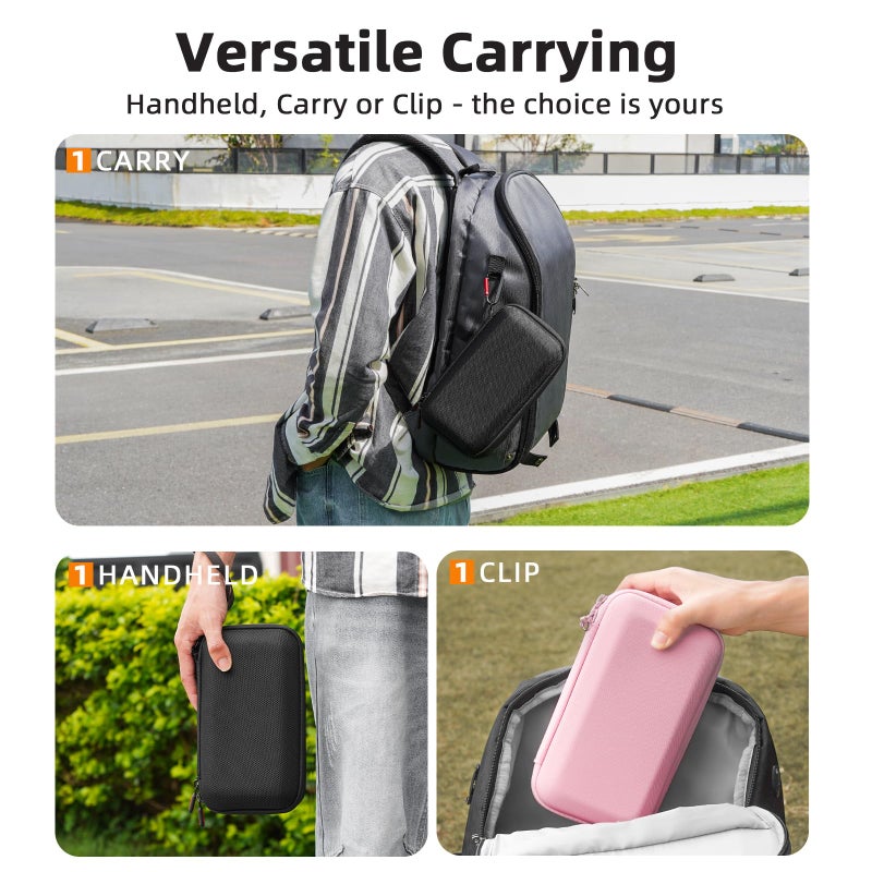 BRDRC Osmo Pocket 3 Case, For Xtra Muse Portable Carrying Bag Protective Hard Storage Bag for DJI Osmo Pocket 3 Creator Combo/Xtra Muse Camera Accessories with Wrist and Carabiner (Pink) - Image 5