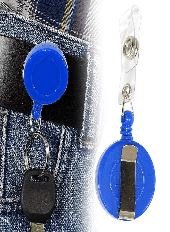 LC Yo-Yo Retractable Key Ring for ID Card Holder, YoYo for Id Card (2, Blue, Round) - Image 2