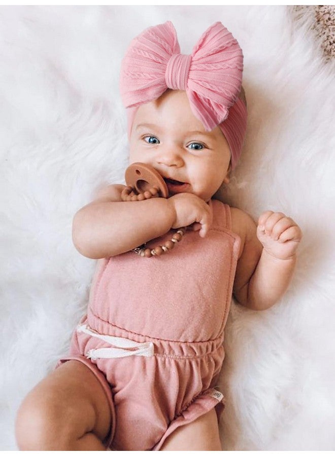 DRESHOW BQUBO Handmade Baby Headbands Soft & Stretchy Hair Bands with Bows Nylon Bows Hairbands for Girls Newborn Infant Toddlers Hair Accessories 5 pack - Image 2