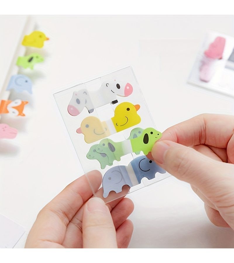 1 Pack 80 Sheets Cartoon PET Sticky Notes Translucent Plastic Memo Bookmark Index Label Thin Paper Clip Decorative Stickers Office Stationery Supplies Type A - Image 3