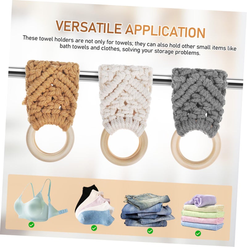 Handmade Crochet Towel Rings Set Of 3 For Kitchen Bathroom Soft Material Space Saving Design - Image 4