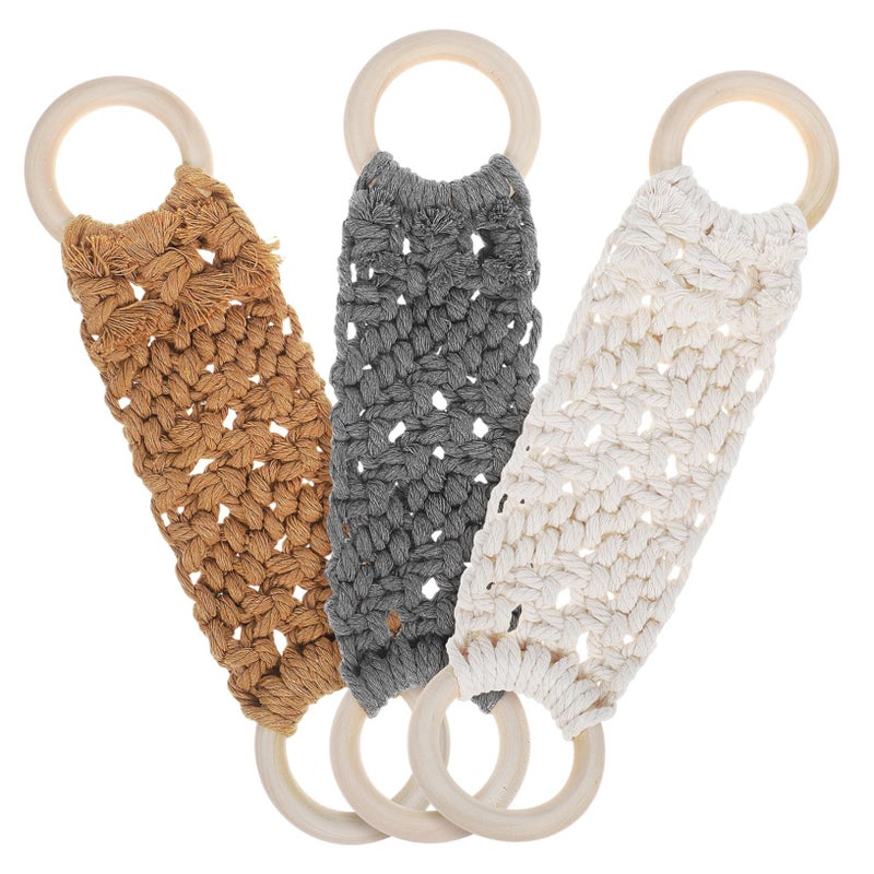 Handmade Crochet Towel Rings Set Of 3 For Kitchen Bathroom Soft Material Space Saving Design - Image 2
