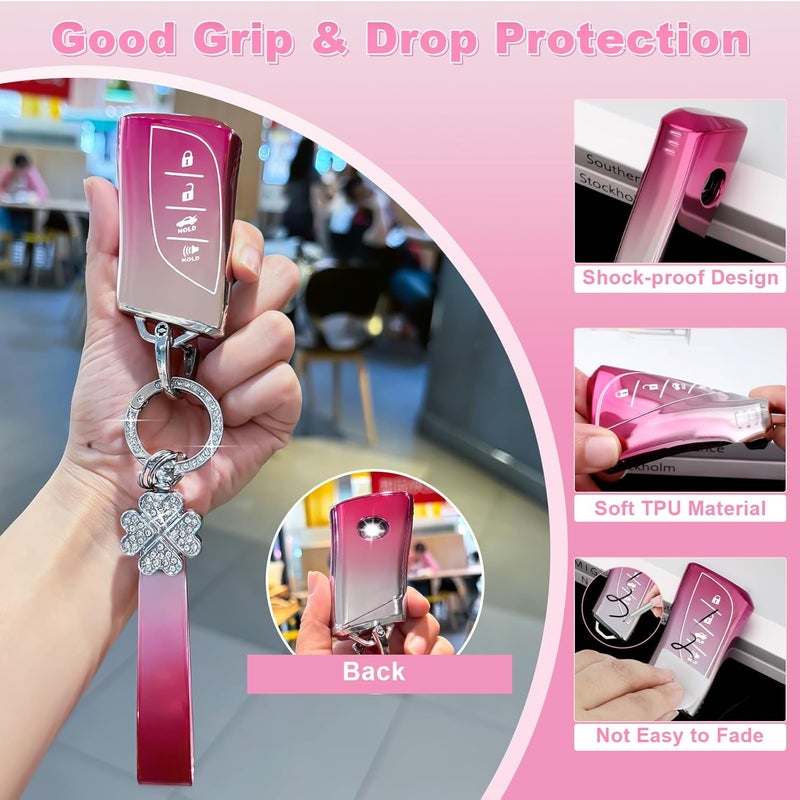 PIFOOG Gradient Pink Key Fob Cover for Lexus - Image 4