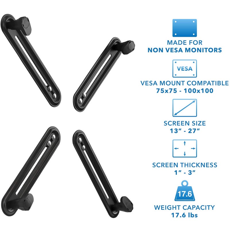 Mount-It! Non-VESA Monitor Mount Adapter Kit â€“ Universal VESA Mount Adapter for 13â€“27 Inch LCD LED Screens, Converts to 75x75 & 100x100, Heavy Duty Steel Bracket for Desk - Image 5