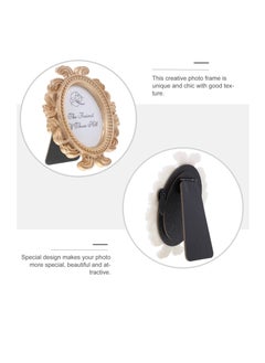 Excefore Mini Vintage Photo Frames, 2 Pcs Oval Shaped Baroque Picture Frames, Vintage Picture Frame Antique Photo Frame, Tabletop Picture Display Stand, for Home Office Bedroom Living Room (White Golden)  - Image 3