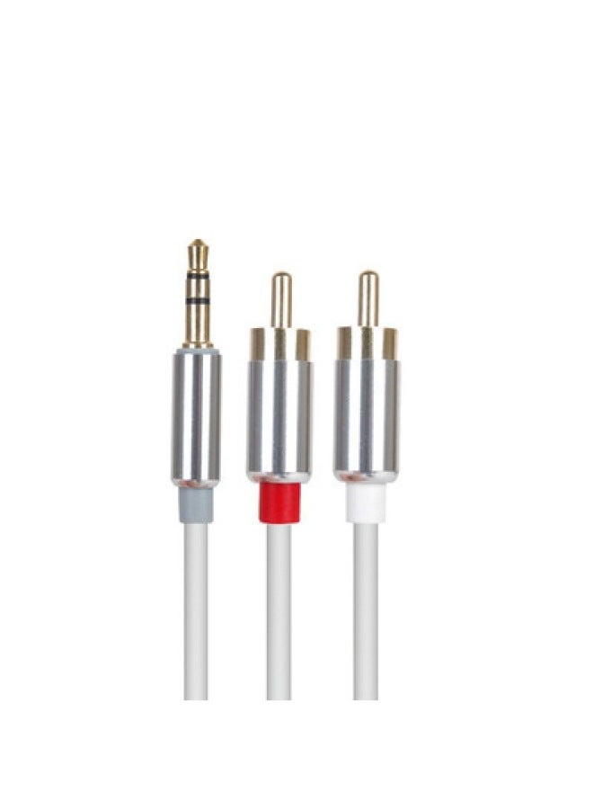 3.5 To 2RCA Double Lotus Cable 3.5 To 2rca Pure Copper Speaker Cable AV Cable 3.5mm One Minute Two Audio Cable-Color:Black-Length:1 M  - Image 2