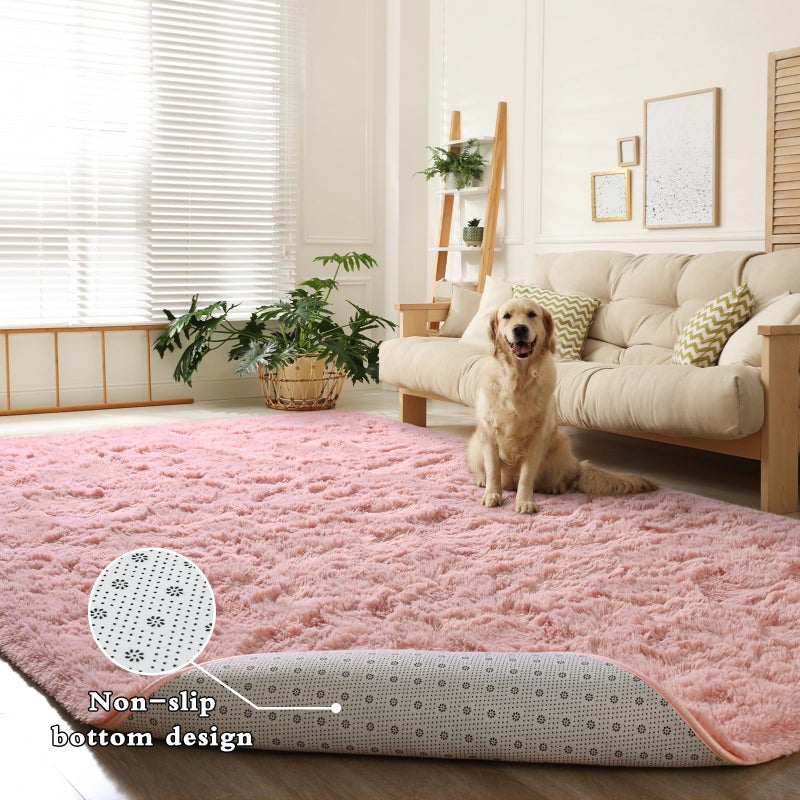 Dweike Super Super Super Shaggy Rugs Carpets Fluffy Carpets 3x5 Ft Pink Earn - Image 2